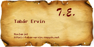 Tabár Ervin névjegykártya