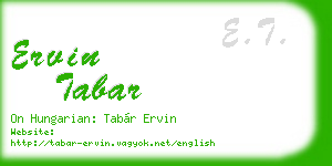 ervin tabar business card
